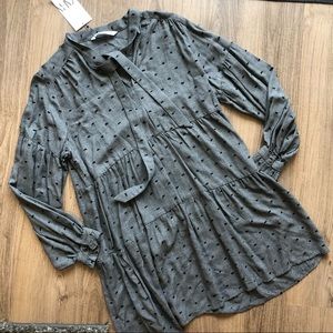✨zara grey ruffled swing dress NWT size small